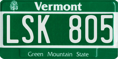 VT license plate LSK805