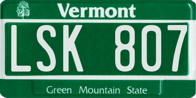 VT license plate LSK807