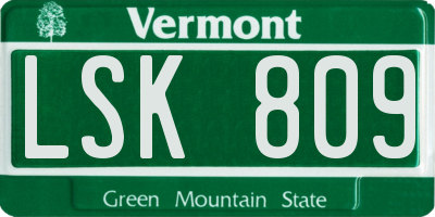 VT license plate LSK809