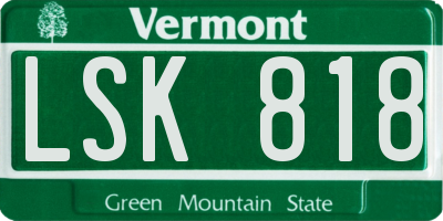 VT license plate LSK818