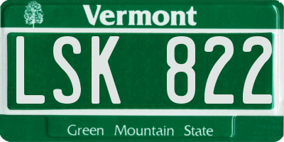 VT license plate LSK822