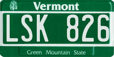 VT license plate LSK826