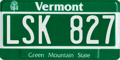 VT license plate LSK827