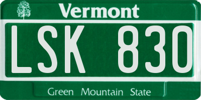 VT license plate LSK830