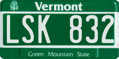 VT license plate LSK832