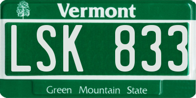 VT license plate LSK833