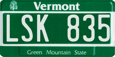 VT license plate LSK835