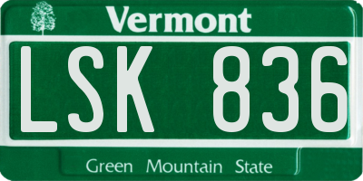 VT license plate LSK836