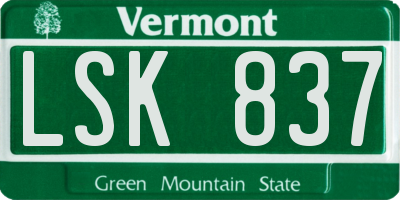 VT license plate LSK837