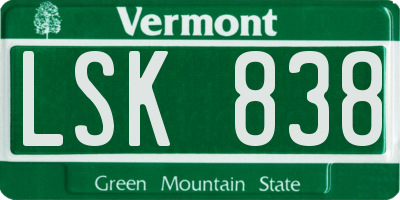 VT license plate LSK838