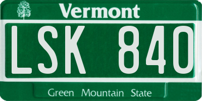 VT license plate LSK840