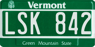 VT license plate LSK842