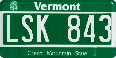 VT license plate LSK843