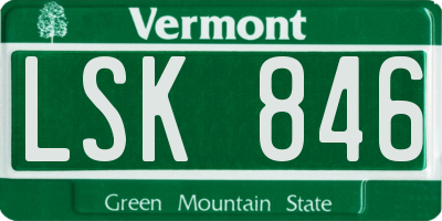 VT license plate LSK846