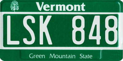 VT license plate LSK848