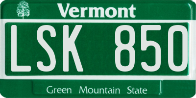 VT license plate LSK850