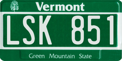 VT license plate LSK851