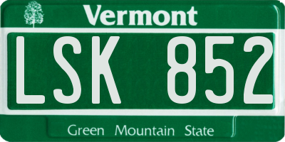 VT license plate LSK852