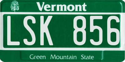 VT license plate LSK856