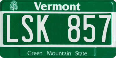VT license plate LSK857