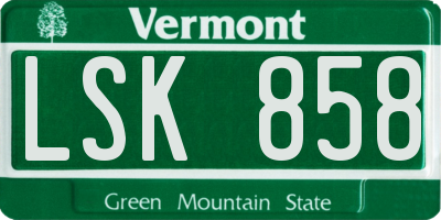VT license plate LSK858