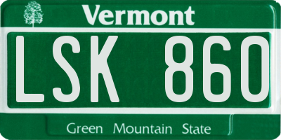 VT license plate LSK860