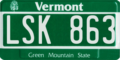 VT license plate LSK863