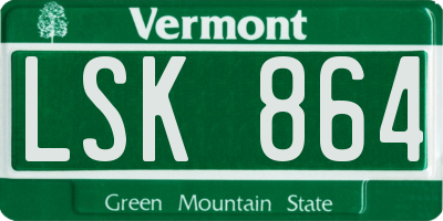 VT license plate LSK864