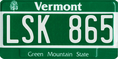 VT license plate LSK865