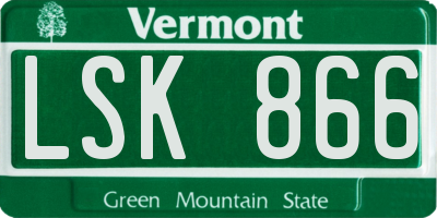 VT license plate LSK866