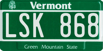 VT license plate LSK868