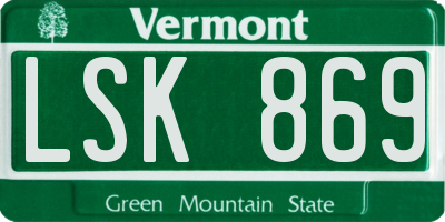 VT license plate LSK869