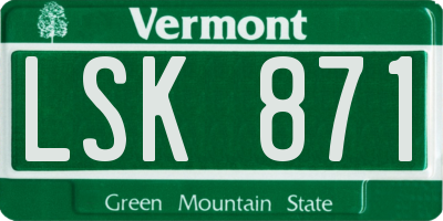 VT license plate LSK871