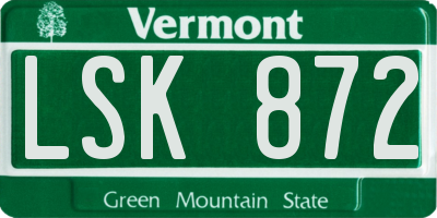 VT license plate LSK872