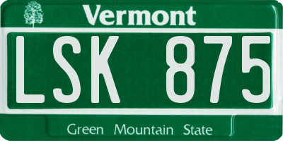 VT license plate LSK875