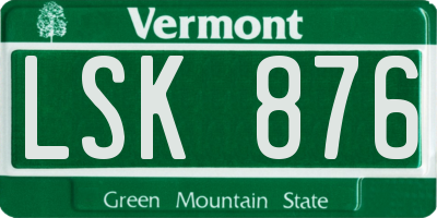 VT license plate LSK876