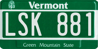 VT license plate LSK881