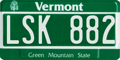VT license plate LSK882