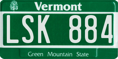 VT license plate LSK884