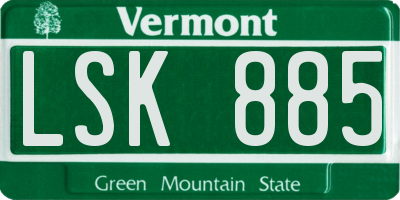 VT license plate LSK885