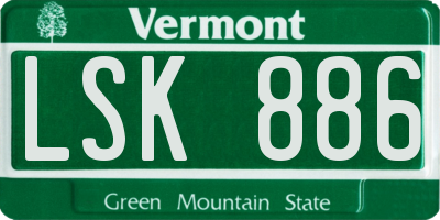 VT license plate LSK886