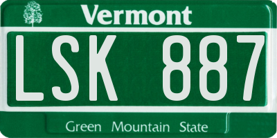 VT license plate LSK887