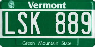 VT license plate LSK889