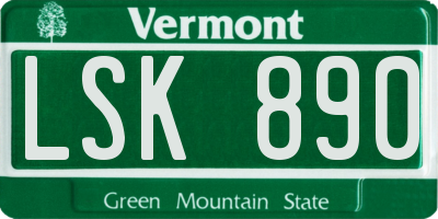 VT license plate LSK890
