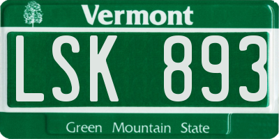 VT license plate LSK893