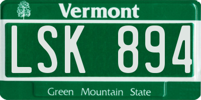 VT license plate LSK894