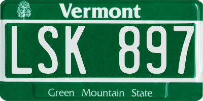 VT license plate LSK897