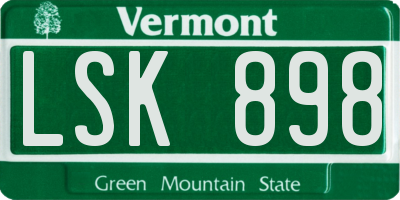VT license plate LSK898