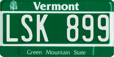 VT license plate LSK899