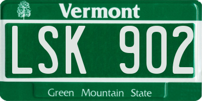VT license plate LSK902